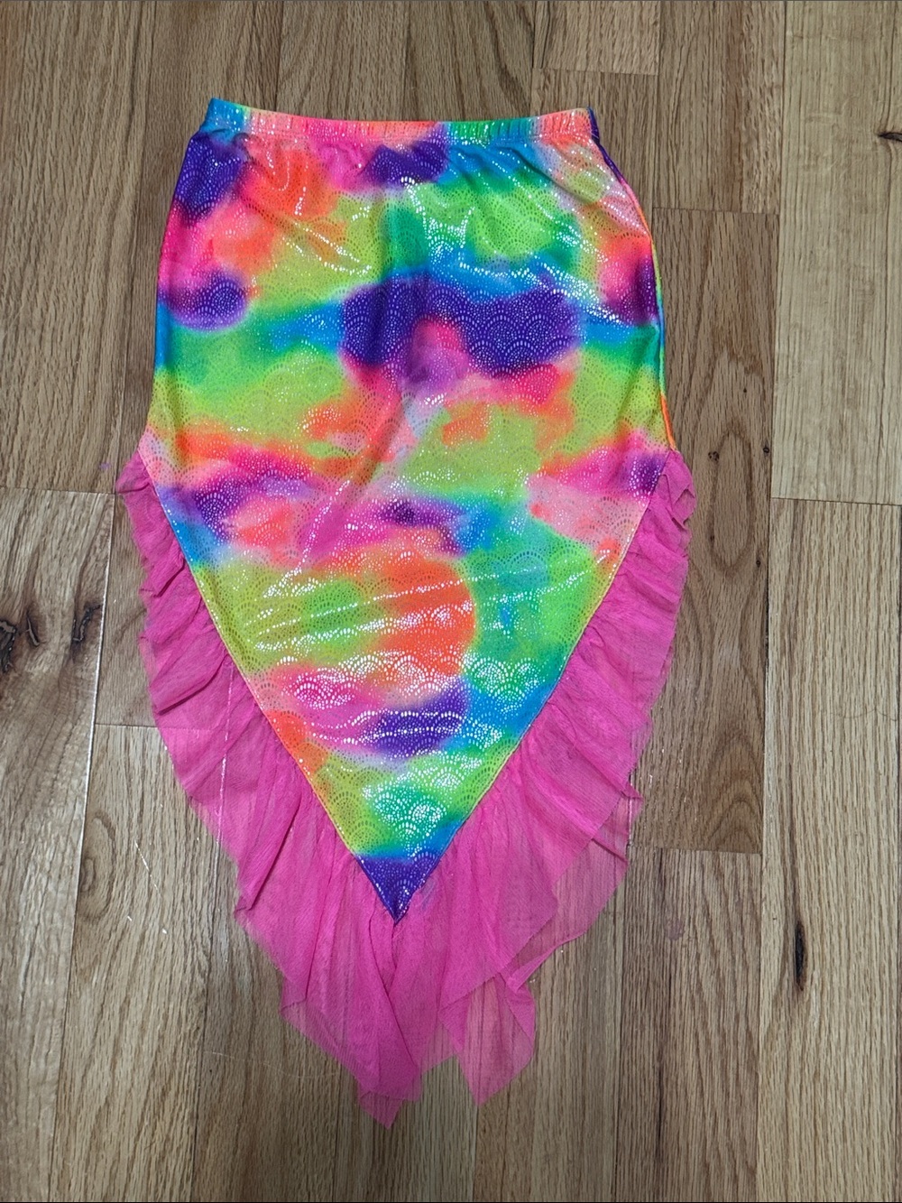 wonder nation Rainbow Tie-Dye Swim Coverup with Pink Ruffle